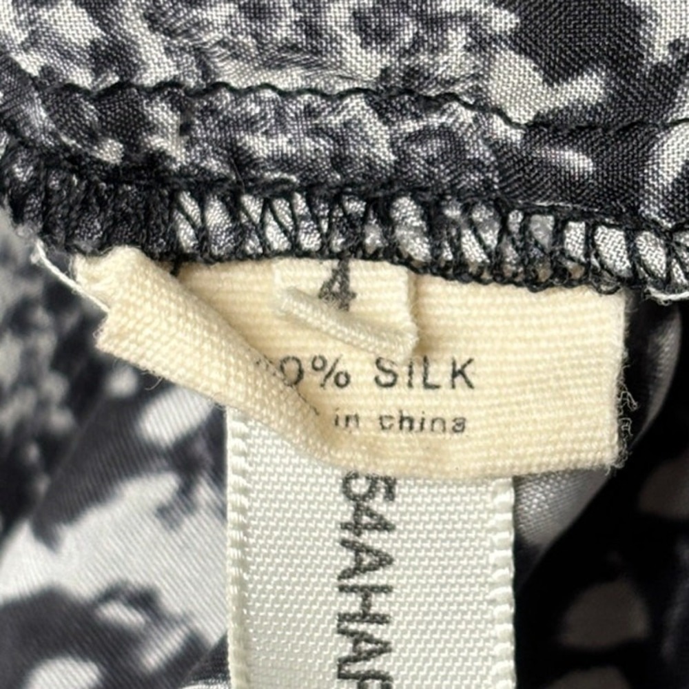 L'Agence Black White Patchwork Plaid Silk Button Front Blouse Size 4 Office - Picture 8 of 8